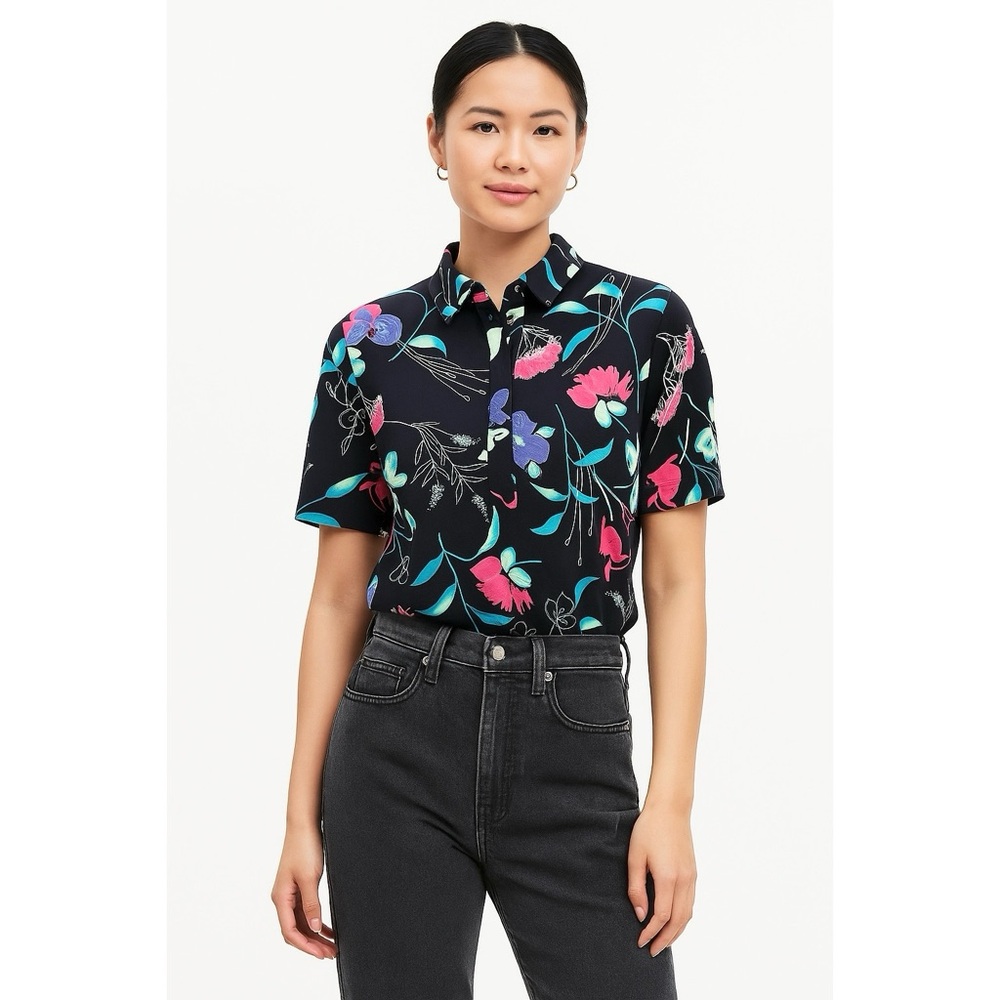 Alfred Dunner | VTG Kitsch Vibrant Floral Elastic Waistline Short Sleeve Blouse